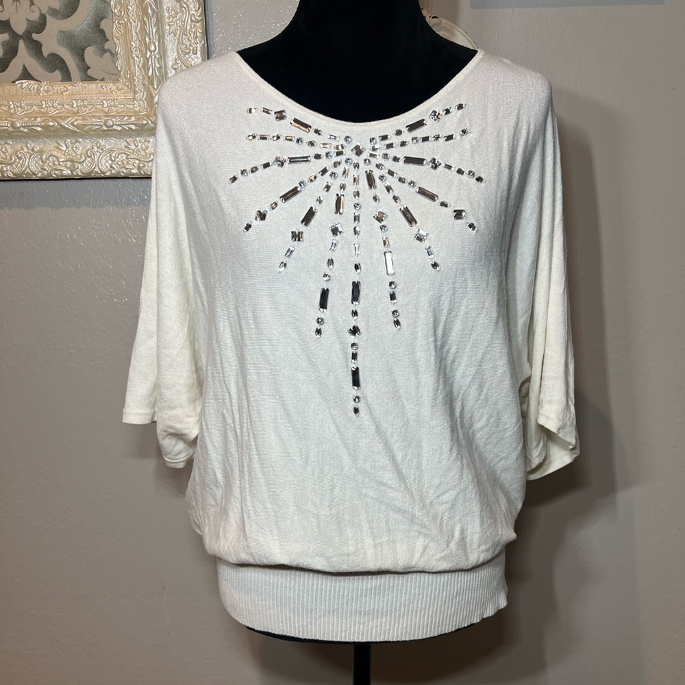 Boston Proper Embellished White Women's Top - Picture 4 of 12